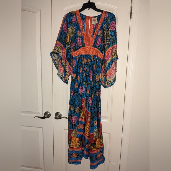 21. NWOT FARM RIO PINEAPPLE GARDEN CAFTAN MAXI DRESS SIZE XXS - Picture 6 of 8